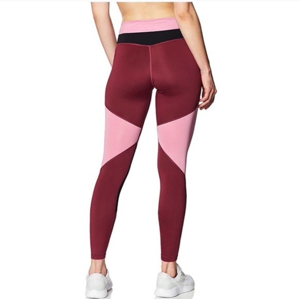 Nike Womens One Dri - Fit Geometric Pink Wine Black Colorblock Leggings sz M - Picture 5 of 11